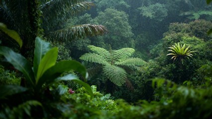 Dense Tropical Rainforest With Lush