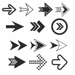 Black and White Arrow Icons in Mixed Styles