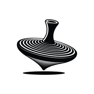 a black and white image of a spinning top toy