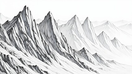 Abstract grayscale mountain range rendering with sharp peaks digital art isolated on transparent background