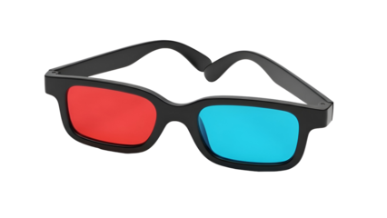 3 D Glasses with Red and Blue Lenses on Black Background