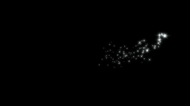 2D Star glitter sparkle, shine stars trail burst, magic dust glow sparkle transition effect on alpha channel loop video. shimmering doodle star, glitter confetti trail on black screen. 4k animation