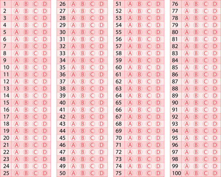 Multiple choice answer sheet template, omr, mcq