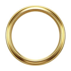 Polished Gold Ring Frame Border in Vertical Composition on White Background