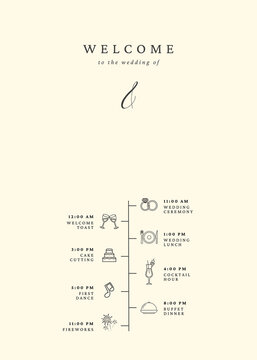 Elegant wedding schedule template with icons