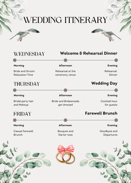 Wedding itinerary template