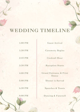 Elegant wedding timeline template