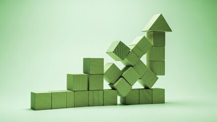 Green Blocks Stacked in Staircase Shape