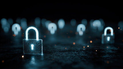 Cyber security data protection digital lock glowing padlock encryption privacy network safety technology background concept calm
