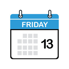 Friday the 13th Calendar Icon for Superstition and Bad Luck Concept