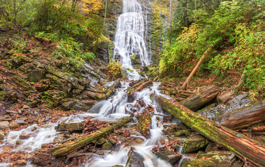 Beautiful 100 foot waterfall in Smoky Mountains