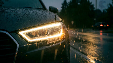 car headlight turned on