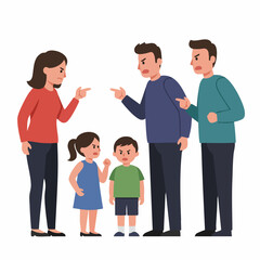 Obraz premium Flat Style Family Conflict and Quarrel with Angry Expression Illustration
