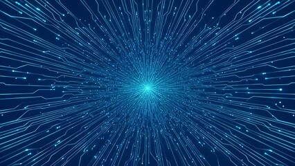 Obraz premium Abstract futuristic digital network glowing blue light effect isolated on transparent background