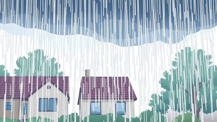 Rain Falling from House Roof