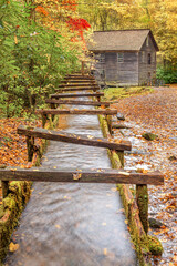 Historic Mingus gristmill built in 1886 in the great Smoky Mountains