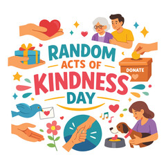 Random Acts of Kindness Day Celebration February 17 Vector Illustration