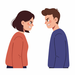Fototapeta premium Flat Illustration Couple Arguing with Angry Expression Conflict Scene
