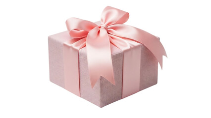 Obraz premium Elegant pink gift box with satin ribbon bow isolated on transparent background
