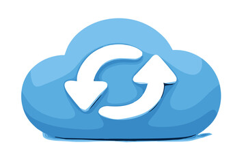 Blue cloud icon with circular arrows symbolizing data synchronization and transfer