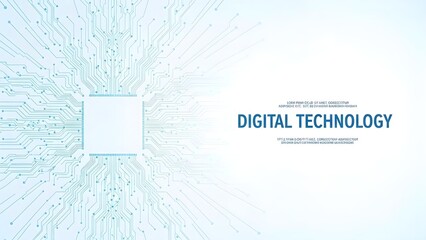 Abstract digital technology background with white square isolated on transparent background