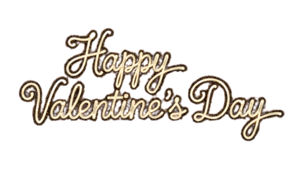 Elegant Gold Happy Valentine's Day Calligraphy Script Text Isolated on Transparent Background
