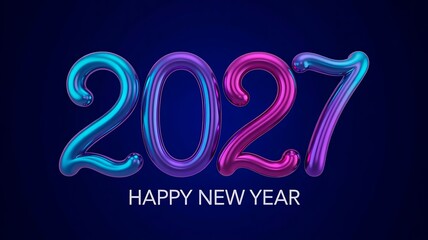 Happy new year 2027 celebration with modern glowing typography

