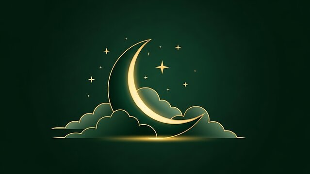 Serene night sky with crescent moon and stars