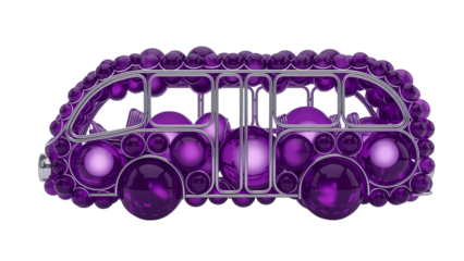 A purple van covered in purple gems on transparent background high-quality professional detailed modern elegant stylish clean crisp vibrant colorful digital creative innovative contemporary premium