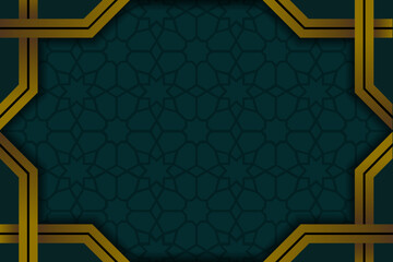 Islamic Background For Ramadan Kareem Eid Mubarak and Another Islam Celebration Day Dark Green and Gold Color With Empty Copy Space Vector Illustration
