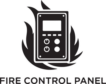Firecontrolpaneliconwithflamesisolatedontransparentbackgroundforemergencysystemsdesign