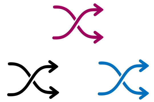 Colorful shuffle arrows icon set. Isolated vector illustration.
