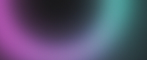 Obraz premium Grainy background with black, teal and pink gradient tones and noise texture, abstract gradient shape banner poster header wallpaper backdrop design
