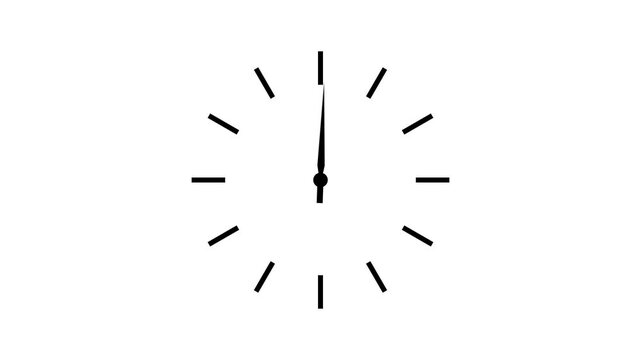 Clock spinning, watch animation on transparent background with alpha channel. Clock icon flat style 24 hours day and night fast speed with moving timer clock rotation 4k video