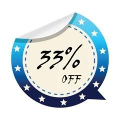 Fotobehang Hokusai The Great Wave 33 Percent Off Message Sticker Sale Badge   © SR Grafix