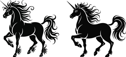 High-quality unicorn vector with clean line art. Perfect for logos, prints, T-shirts, stickers, kids designs, crafts, and commercial projects. © Rita