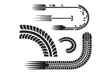 Dynamic Tire Track and Speed Arrow Elements Collection