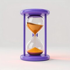 Purple hourglass with sand flowing from top to bottom