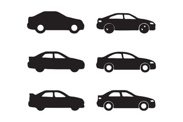 Collection of Black Car Silhouette Icons