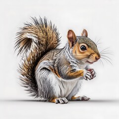 Squirrel standing on hind legs holding nut