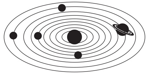 Planetary Orbits Vector Illustration, Solar System Paths and Celestial Motion Diagram  Isolated on White © maxalamin09