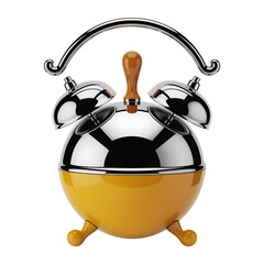 Yellow metal tea kettle with handle and spout