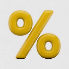 yellow percentage symbol isolated on transparent background
