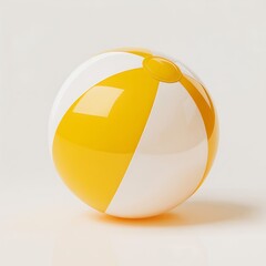 Yellow and white beach ball with glossy surface