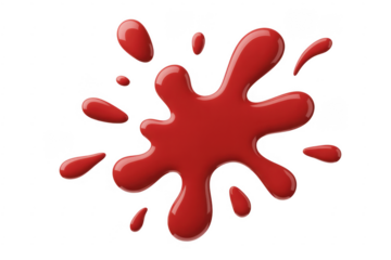 Red paint splatter stain drop isolated on a transparent background