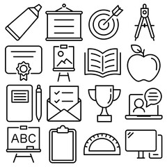 School Essentials Icon Set Outline Style (Part 3)