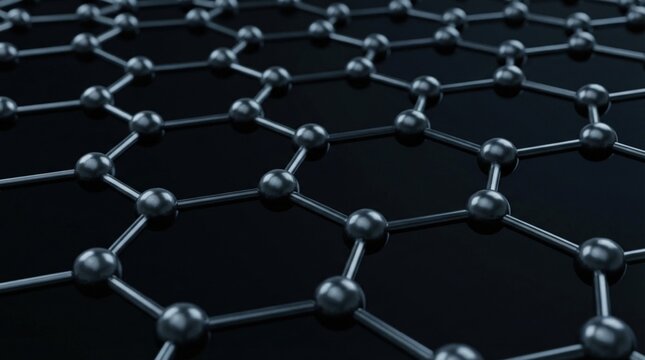 Graphene: An abstract illustration showcasing the intricate and organized hexagonal arrangement of a graphene sheet, highlighting its molecular structure and potential. - Powered by Adobe