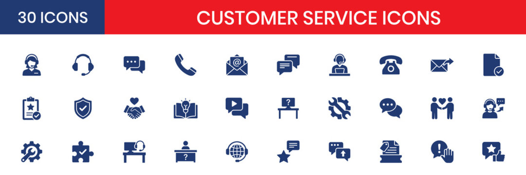 Customer Service And Support Solid Color Icons