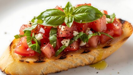 Delicious Bruschetta with Fresh Tomato Basil.