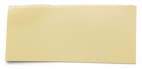 Yellow piece of paper on transparendt bacground with soft shadow under 